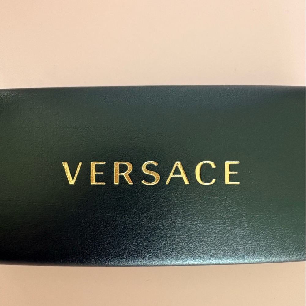 Versace Black Leather Eyewear Case with Gold Logo